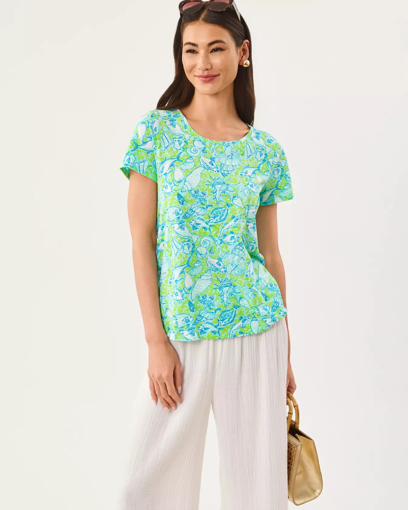 Lilly Pulitzer Etta Scoop Neck Top | Day Dream Blue Throw Me A Line