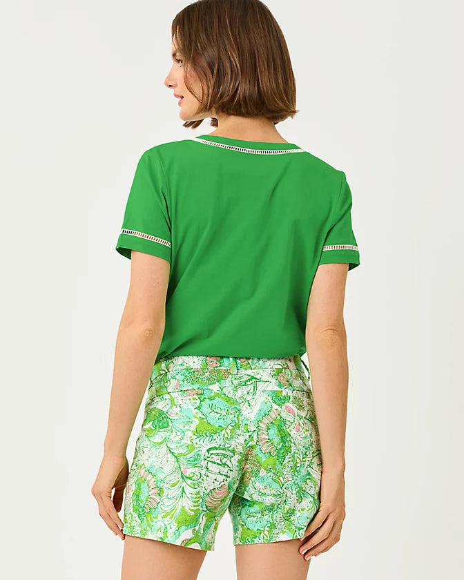 Lilly Pultizer Clairmont Ladder Lace Knit Top Green