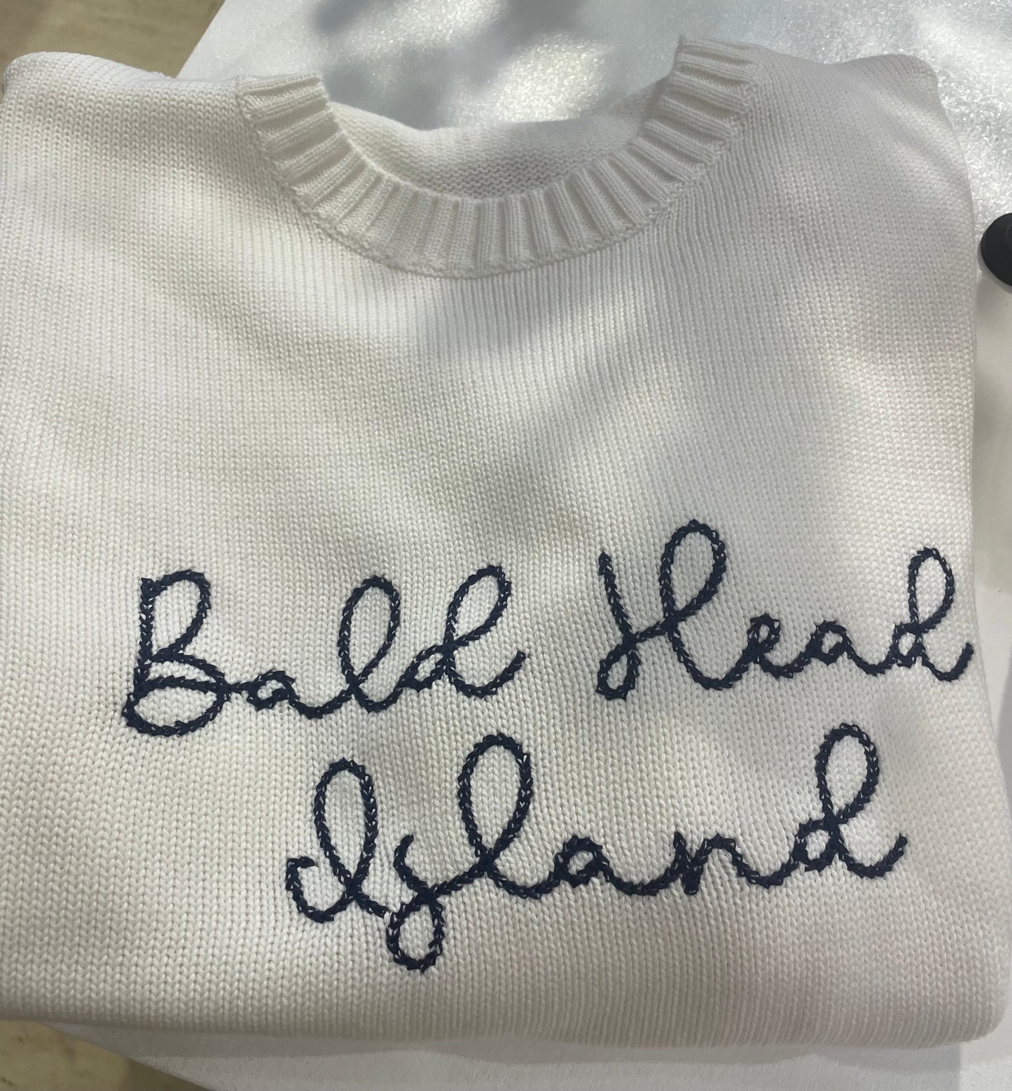 Ellsworth & Ivey Women’s BHI Sweater - Cursive Print - BHI