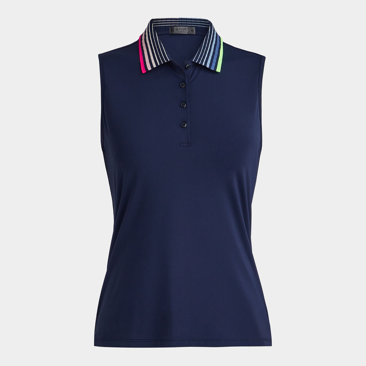 PLEATED RIB CONTRAST COLLAR SILKY TECH NYLON SLEEVELESS POLO - G4LF23K860B- Gfore