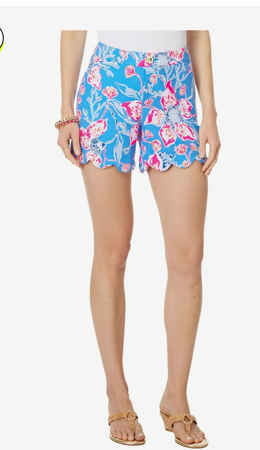 Lilly Pulitzer Buttercup Mid Rise Shorts Bahamian Rhapsody BHI Coastal Urge