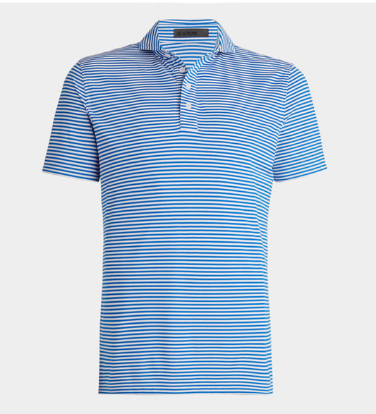 Gfore Men’s Feeder Stripe Tech Piqué Modern Spread Polo - Surf - BHI