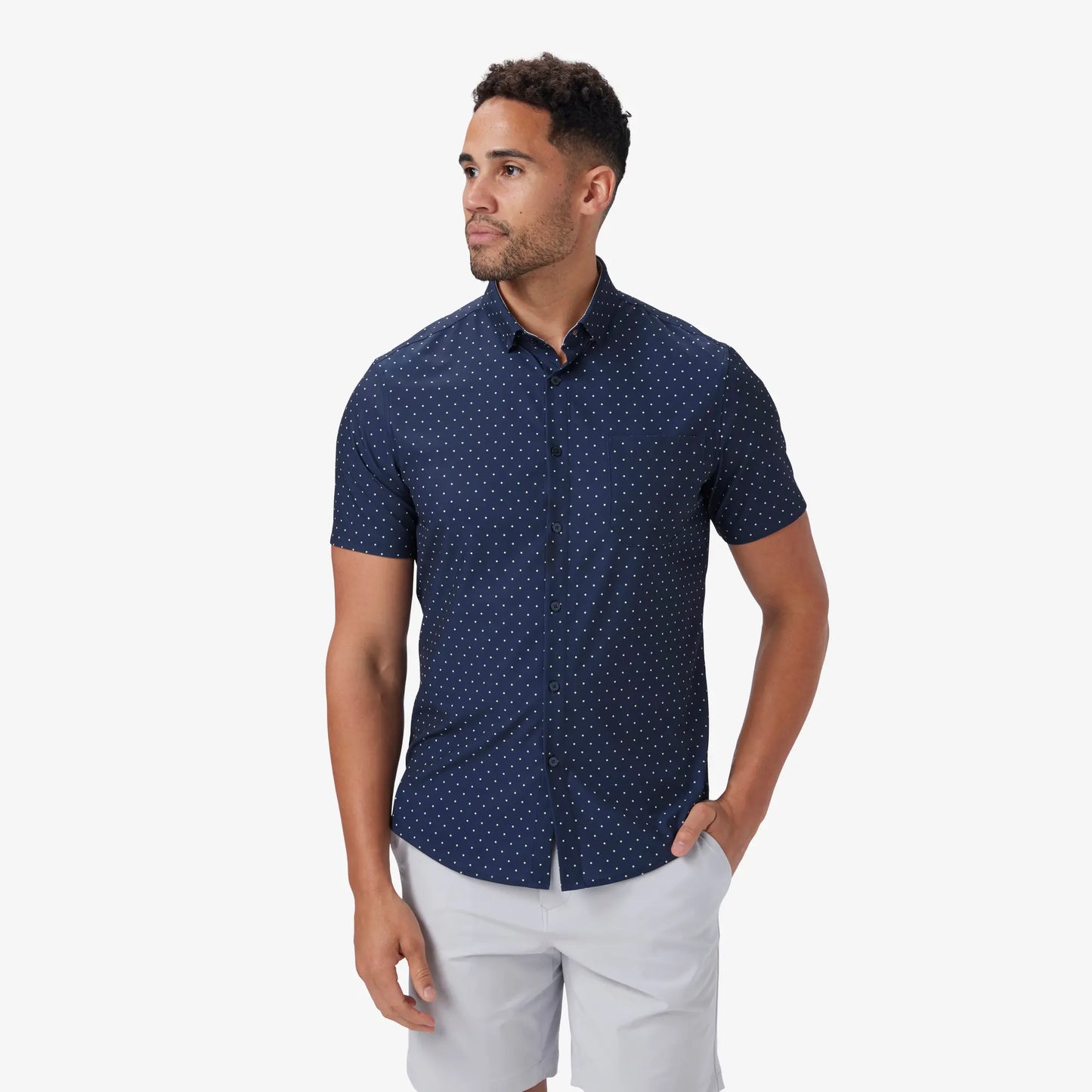 Leeward SS Dress Shirt - Navy Polka Dot - 1WS-1232 - Mizzen+Main