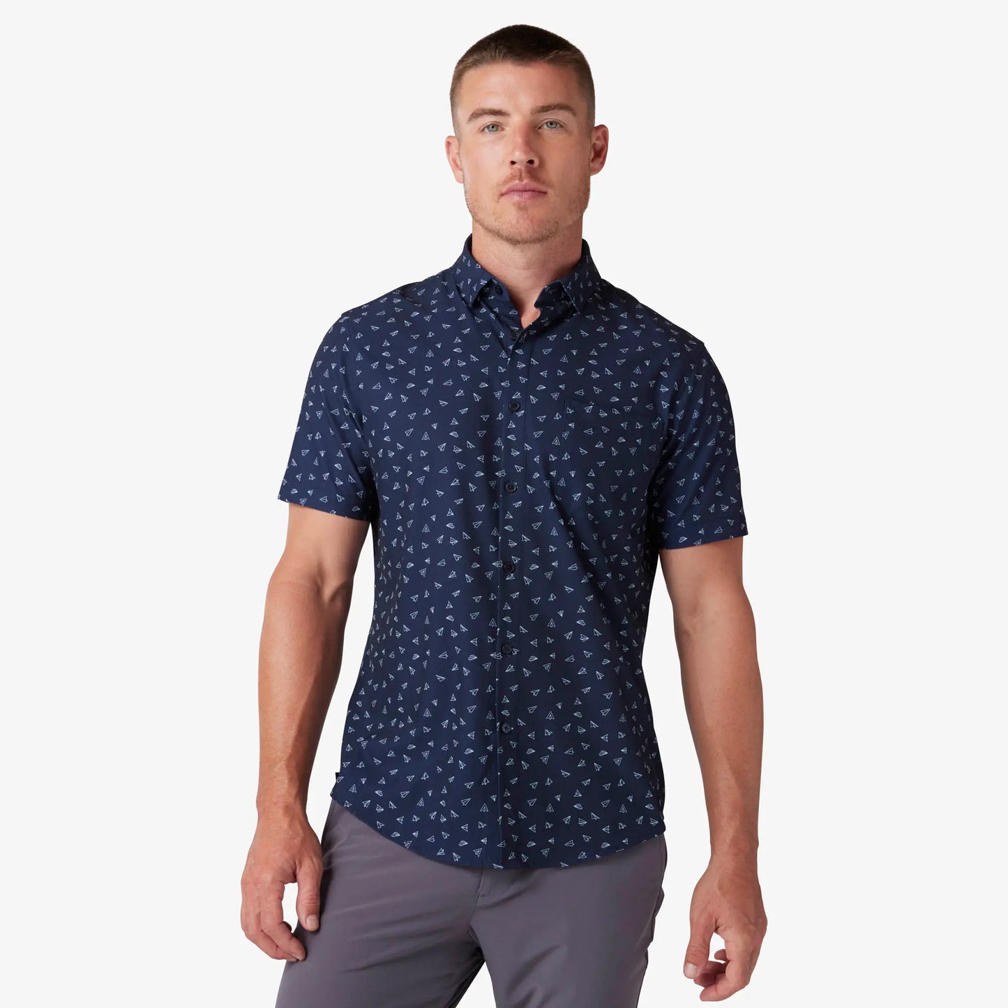 Leeward SS Dress Shirt- Navy Airplane - 1WS-1275 - Mizzen+Main