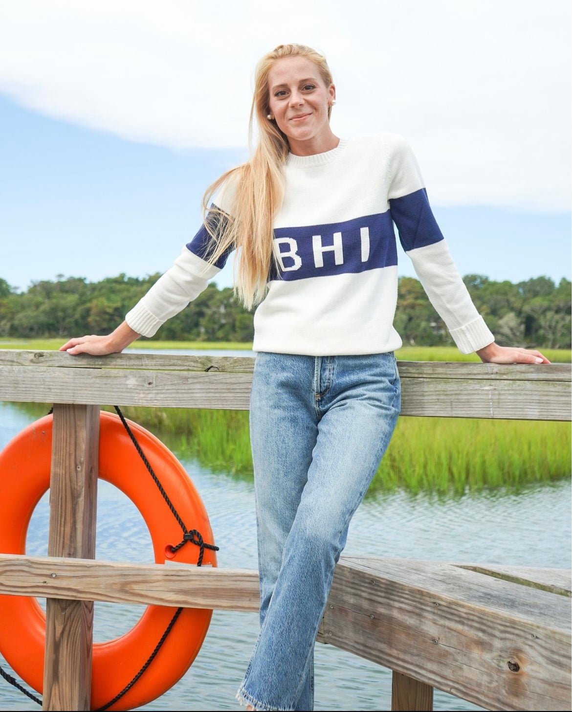 Ellsworth & Ivey Women’s BHI Sweater - Block Letters - BHI