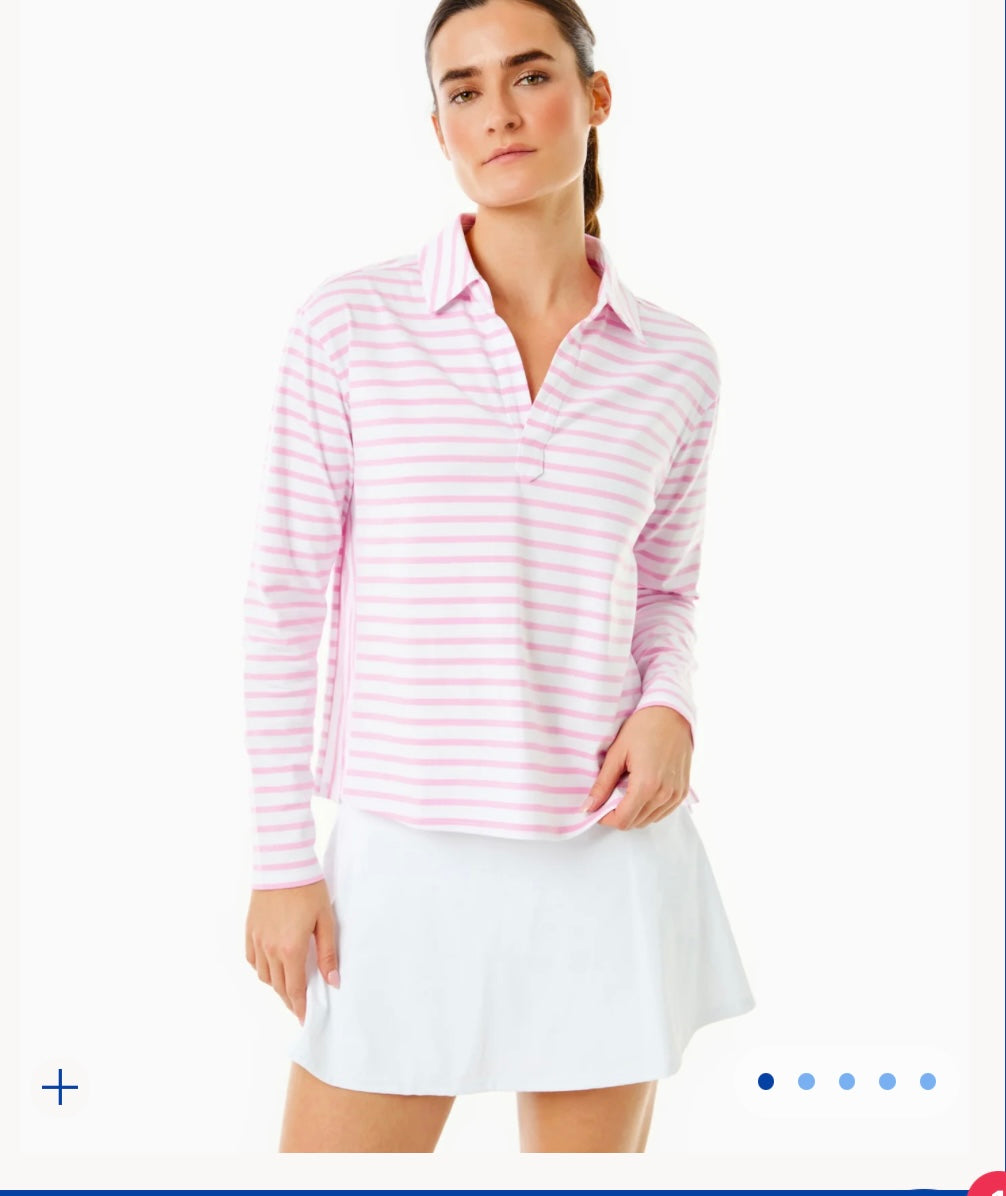 Addison Bay Mulberry Long Sleeved Shirt - Super White/Bubblegum Stripe - BHI