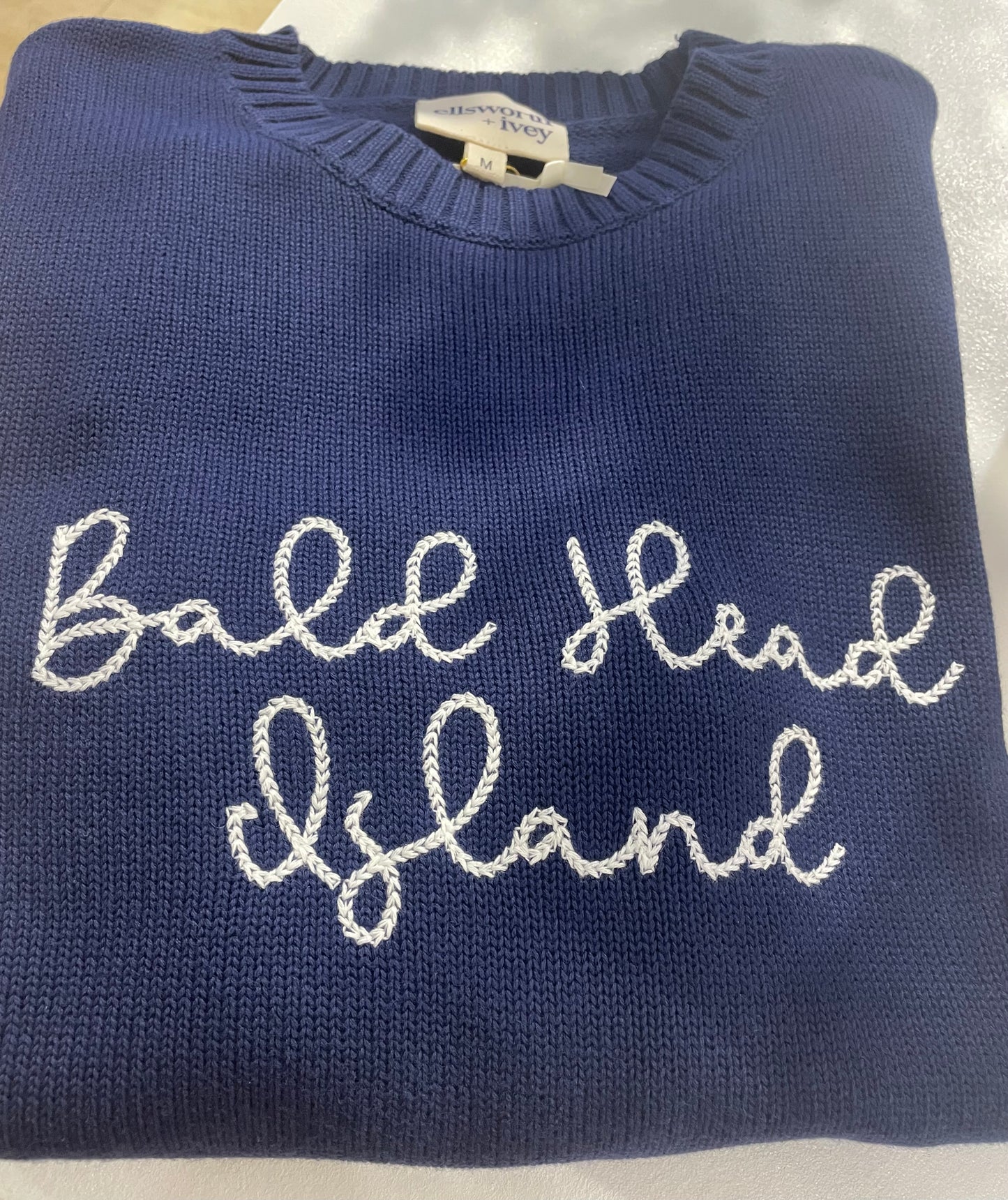 Ellsworth & Ivey Women’s BHI Sweater - Cursive Print - BHI