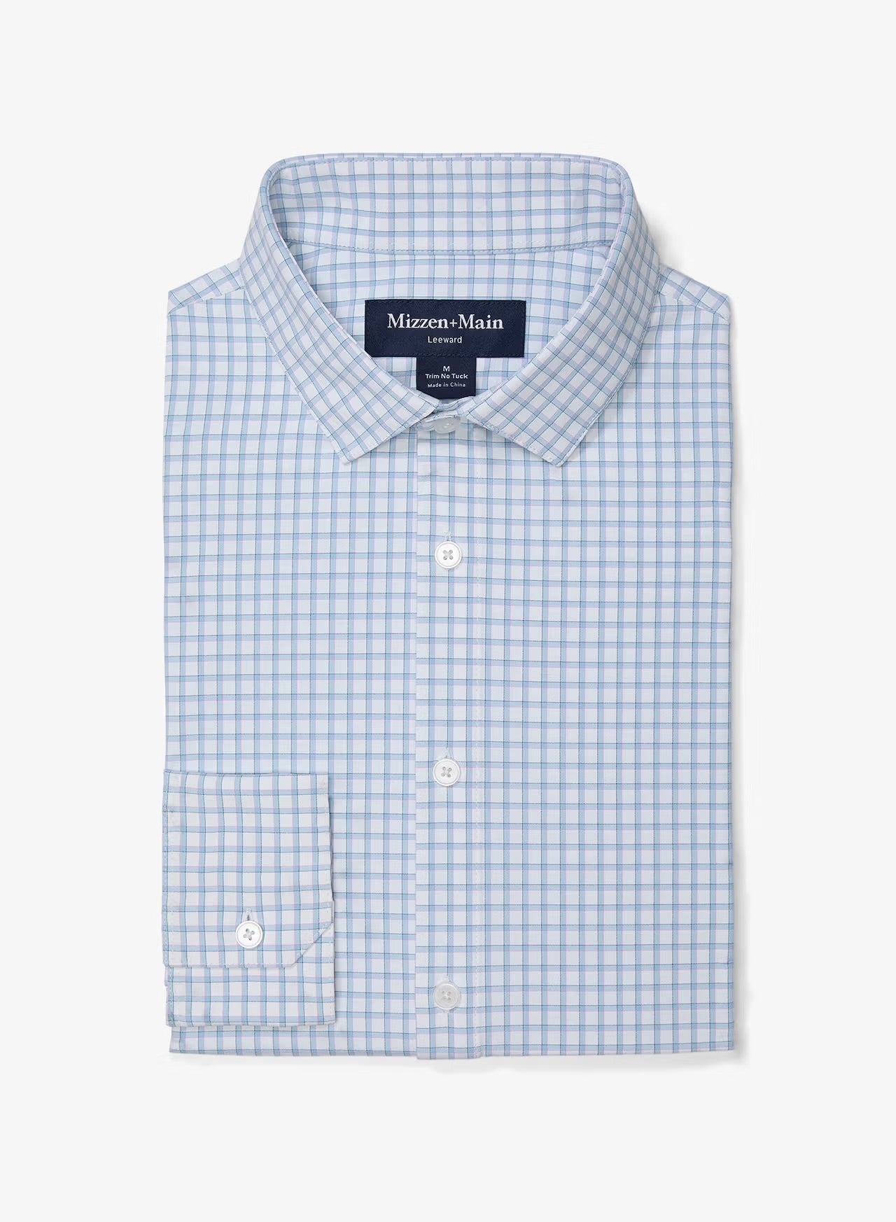 Mizzen + Main Leeward No Tuck LS Dress Shirt - Light Blue Adam Plaid- BHI