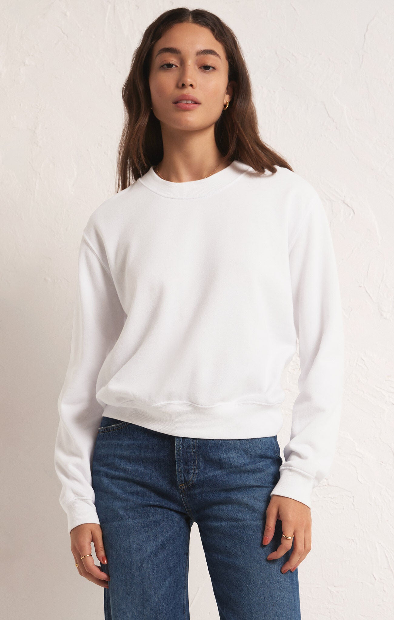 CLASSIC CREW SWEATSHIRT- WHITE - ZT213285S- Z SUPPLY