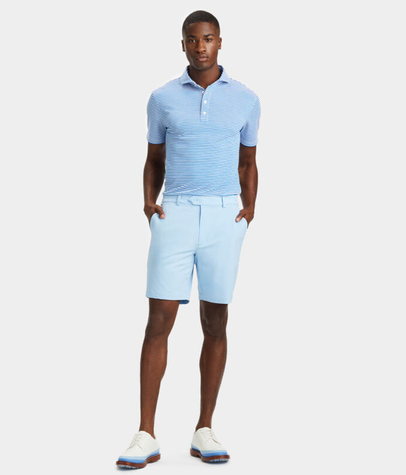 Gfore Men’s Feeder Stripe Tech Piqué Modern Spread Polo - Surf - BHI