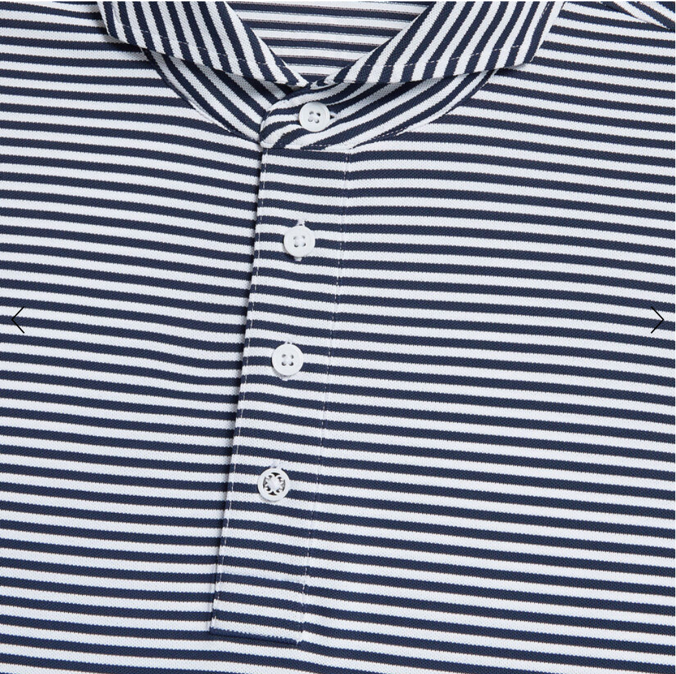 Gfore Feeder Stripe Tech Piqué Modern Spread Collar Polo - BHI