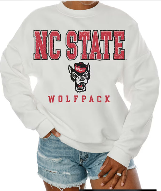 NC STATE Drop Shoulder Crewneck Sweatshirt-Gameday Couture