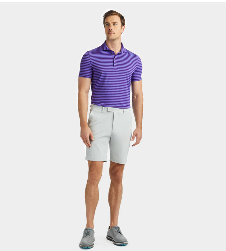 Gfore Men’s Perforated Stripe Tech Jersey Modern Spread Collar Polo - Msum - BHI