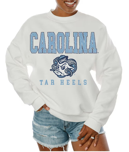 North Carolina Tar Heels  Drop Shoulder Crewneck Sweatshirt-Gameday Couture