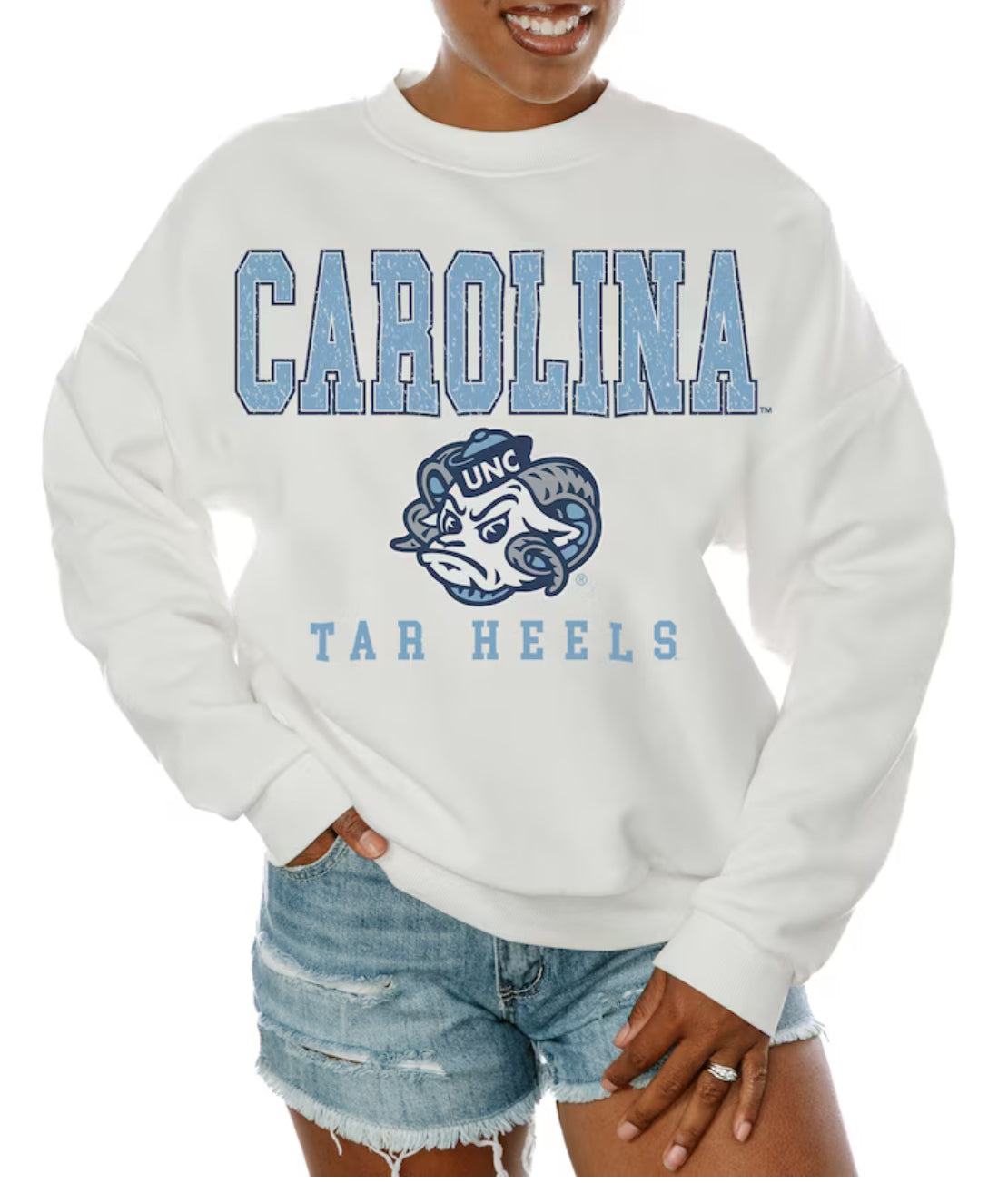 Gameday Couture North Carolina Tar Heels Oversized Crewneck Sweatshirt - BHI