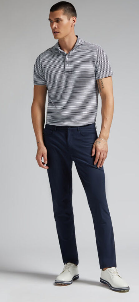 Gfore Feeder Stripe Tech Piqué Modern Spread Collar Polo - BHI