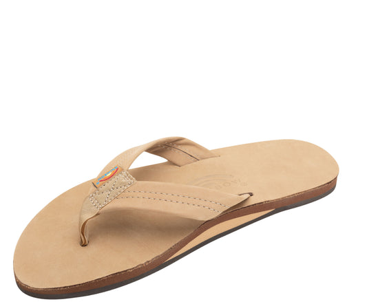 Ladies Single Layer Premier Leather with Arch Support 1" Strap - Sierra Brown - Rainbow Sandals
