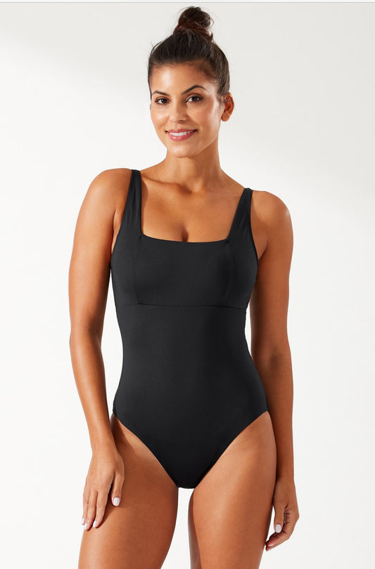 Tommy Bahama Palm Modern Over-the-Shoulder Square Neck One-Piece Swimsuit-BHI