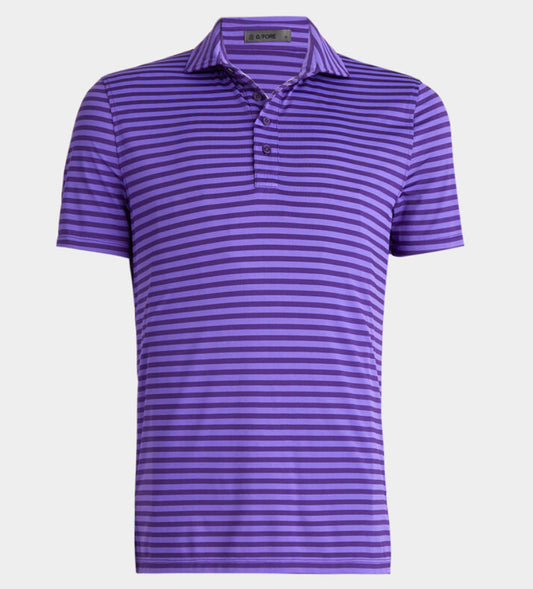 Gfore Men’s Perforated Stripe Tech Jersey Modern Spread Collar Polo - BHI