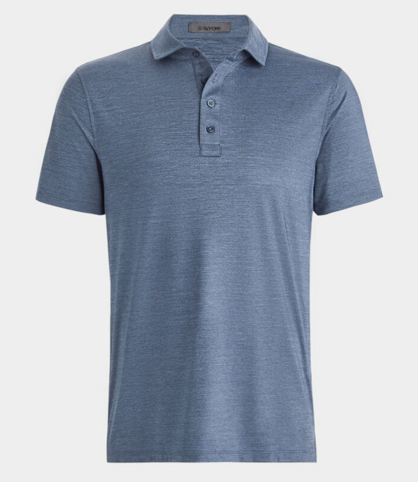 Gfore Men’s Melange Ice Nylon Spread Collar Polo -Heather Twilight - BHI