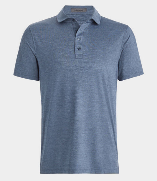 Gfore Men’s Melange Ice Nylon Spread Collar Polo -Heather Twilight - BHI