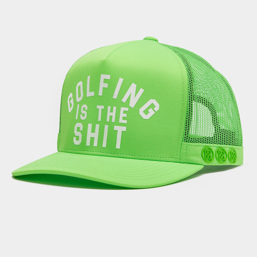 GOLFING IS THE SH*T INTERLOCK KNIT TRUCKER HAT - Gecko - G4AF23H128 - Gfore