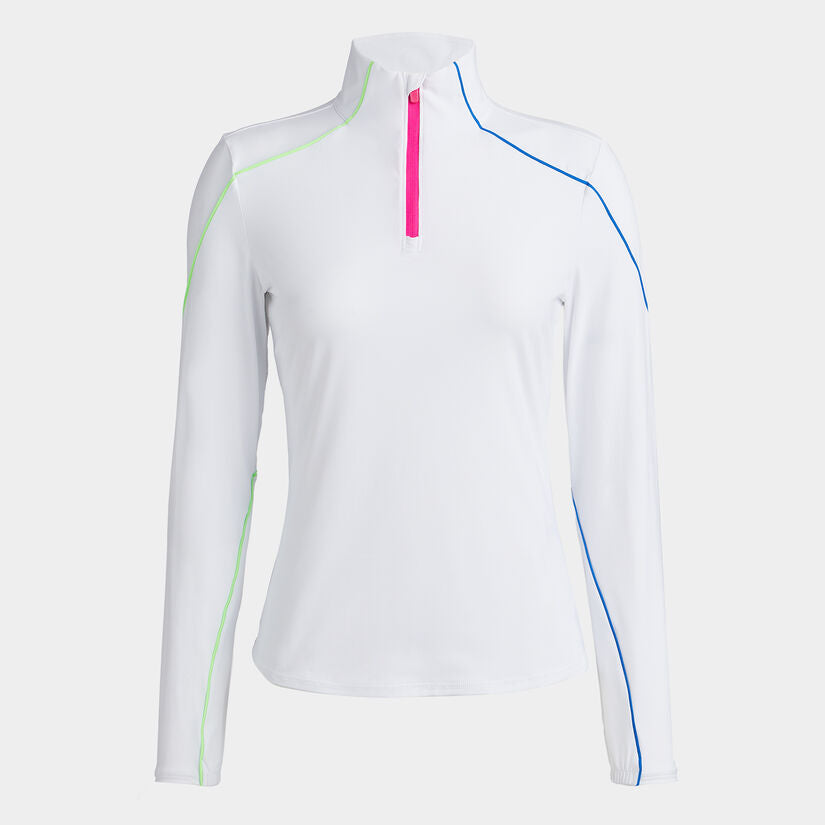 COLOUR BLOCK SUN SHIELD SILKY TECH NYLON QUARTER ZIP BASE LAYER - G4LF23K868B - Gfore