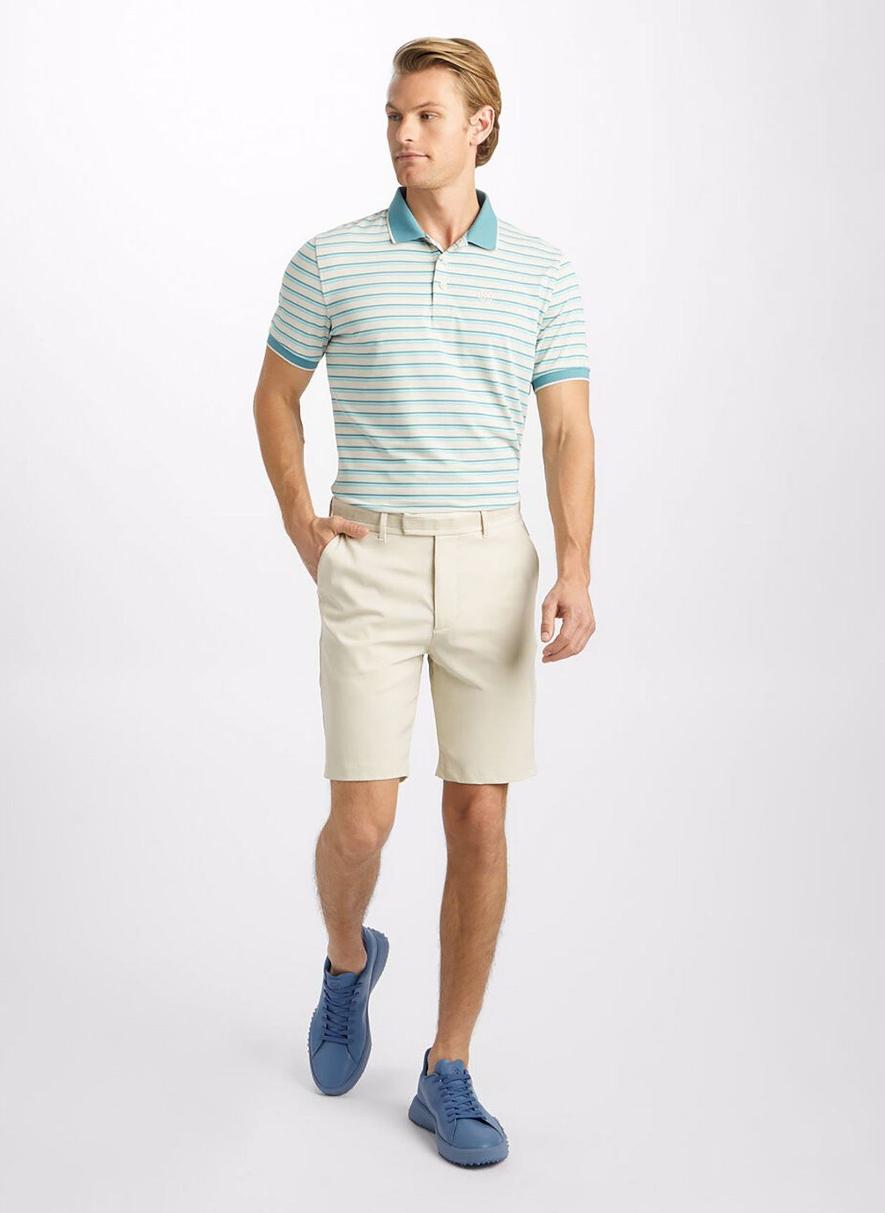 Gfore Perforated Stripe Banded Sleeve Tech Jersey Polo - BHI