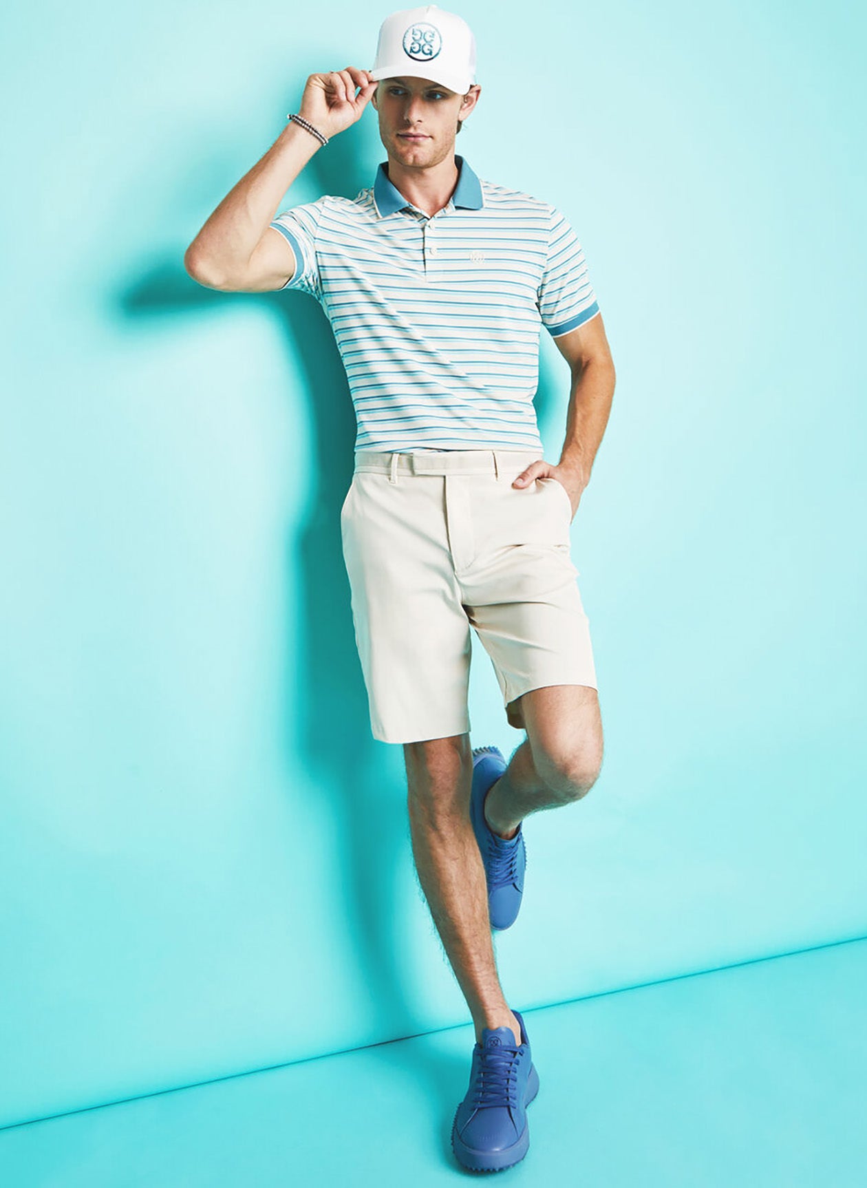 Gfore Perforated Stripe Banded Sleeve Tech Jersey Polo - BHI