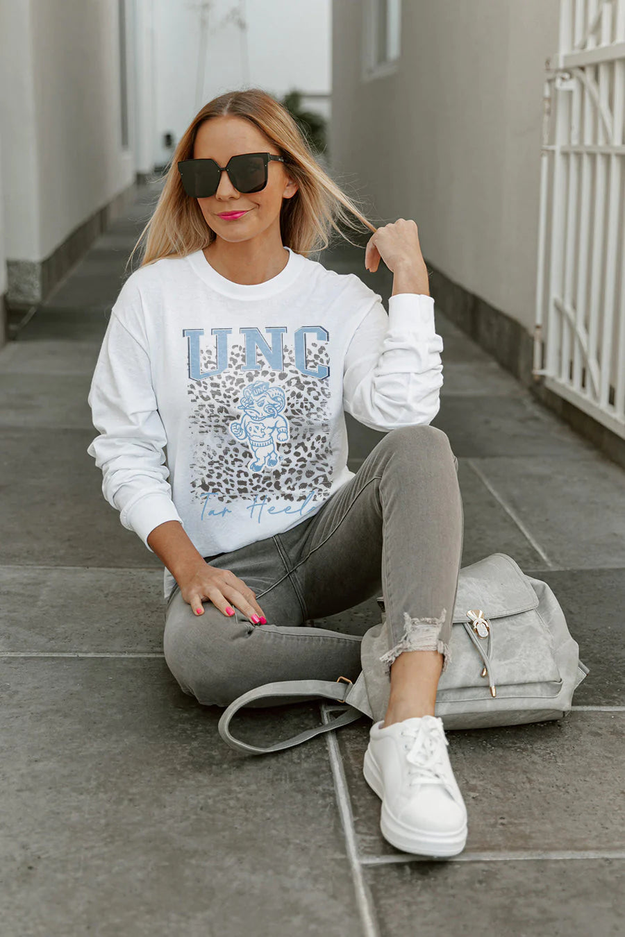 North Carolina Tar Heels Wild Game Boyfriend Fit Long Sleeve Tee - Gameday Couture