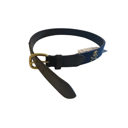 Belts- Navy & Yellow skulls - Baldhead Blues