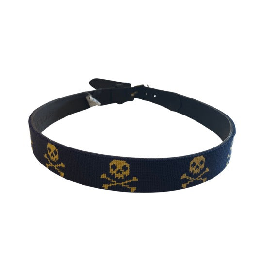 Belts- Navy & Yellow skulls - Baldhead Blues