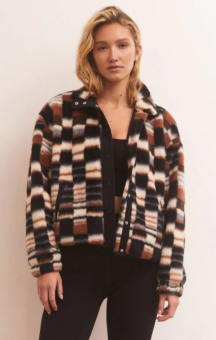 Bundle Up Check Jacket-SANDSTONE-ZVJ233840S-Z SUPPLY