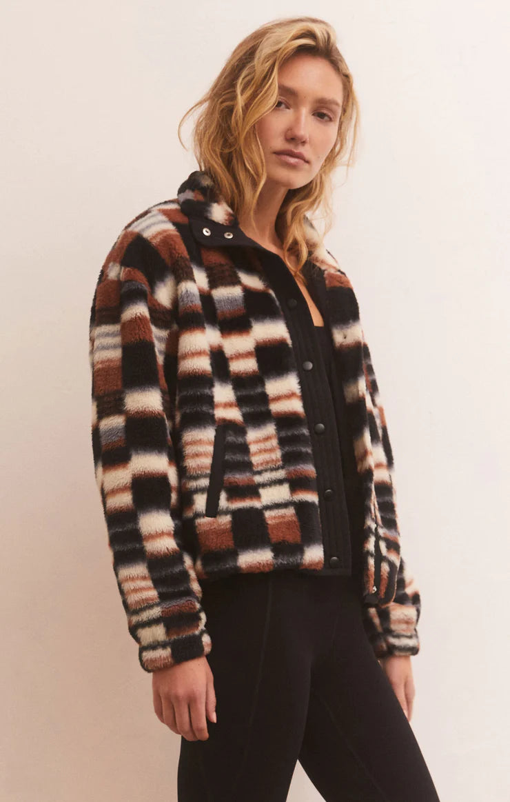 Bundle Up Check Jacket-SANDSTONE-ZVJ233840S-Z SUPPLY