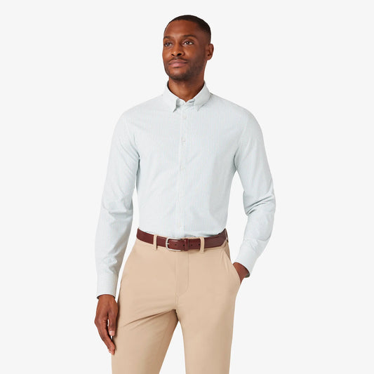 Mizzen + Main Monaco LS Classic Dress Shirt - Cyan Triangle Geo - BHI