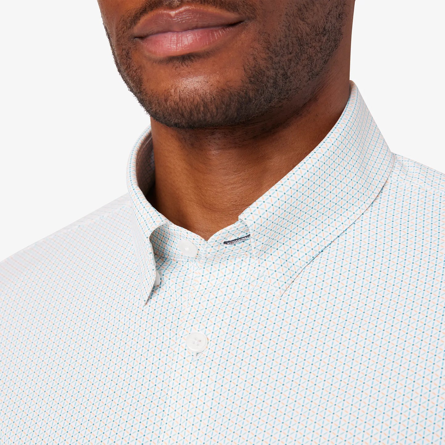Mizzen + Main Monaco LS Classic Dress Shirt - Cyan Triangle Geo - BHI