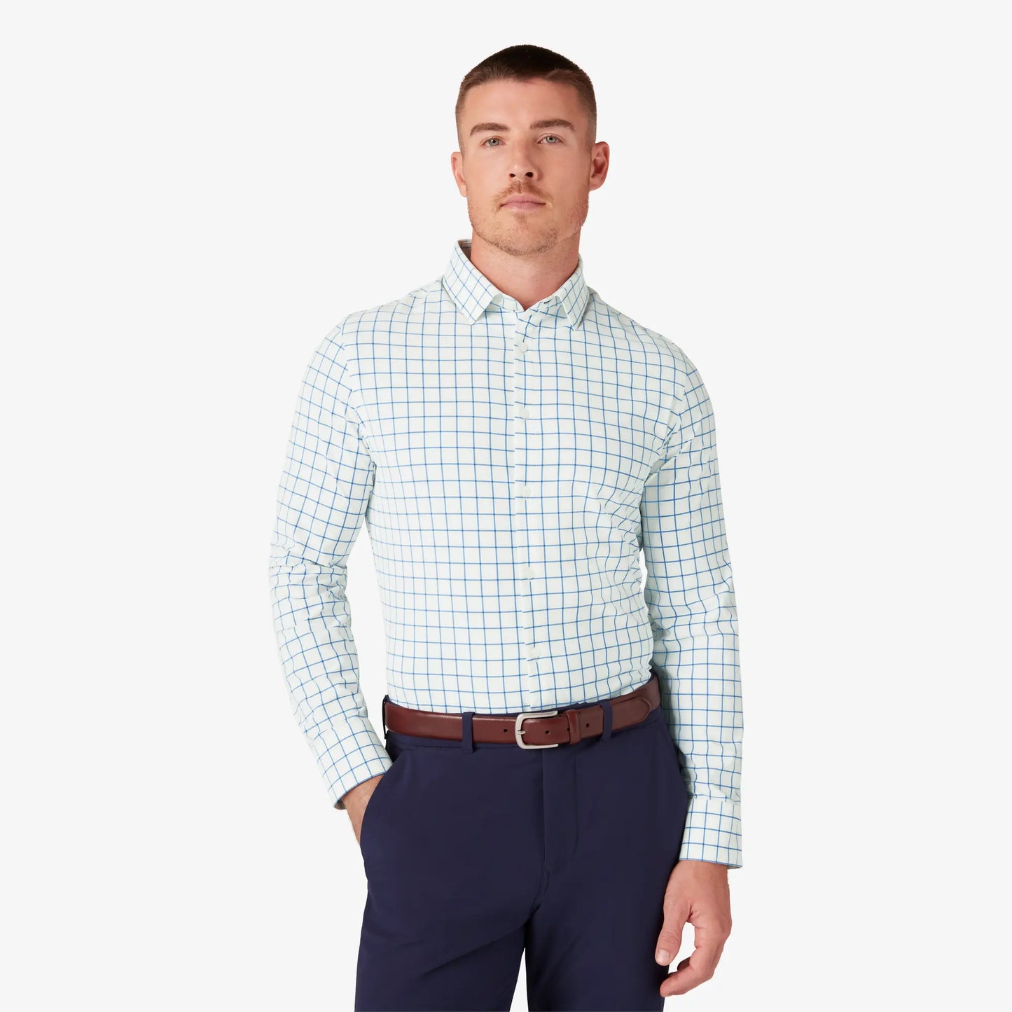 Mizzen + Main Monaco LS Classic Dress Shirt - White Hyde Plaid - BHI