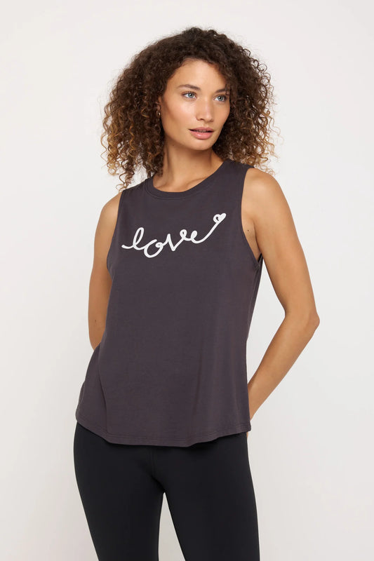 Spiritual Gangster - Love Script Jade Muscle Tank - Vintage Black - BHI