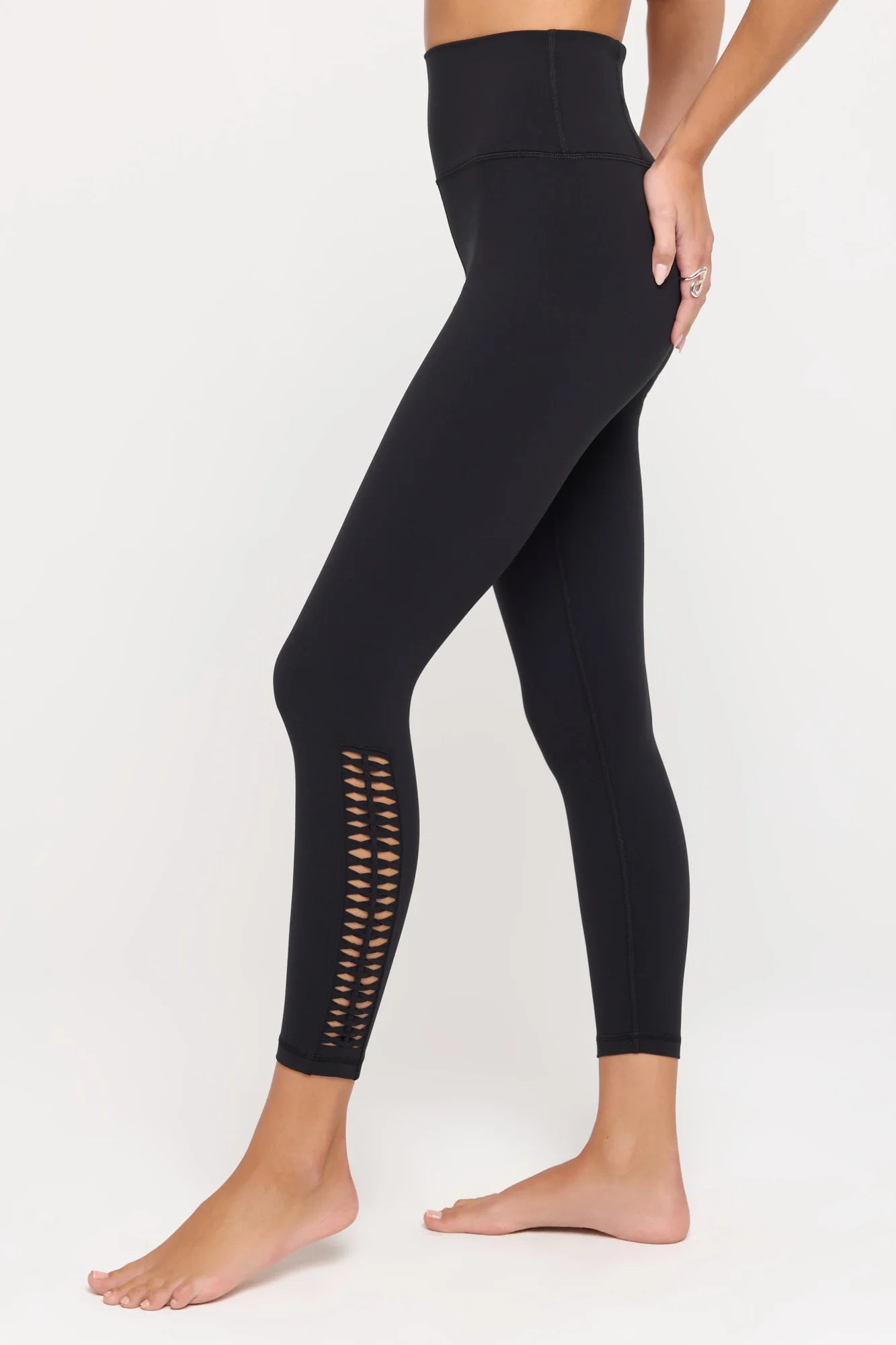 Spiritual Gangster - Ada Crochet HW 7/8 Leggings- Black - BHI