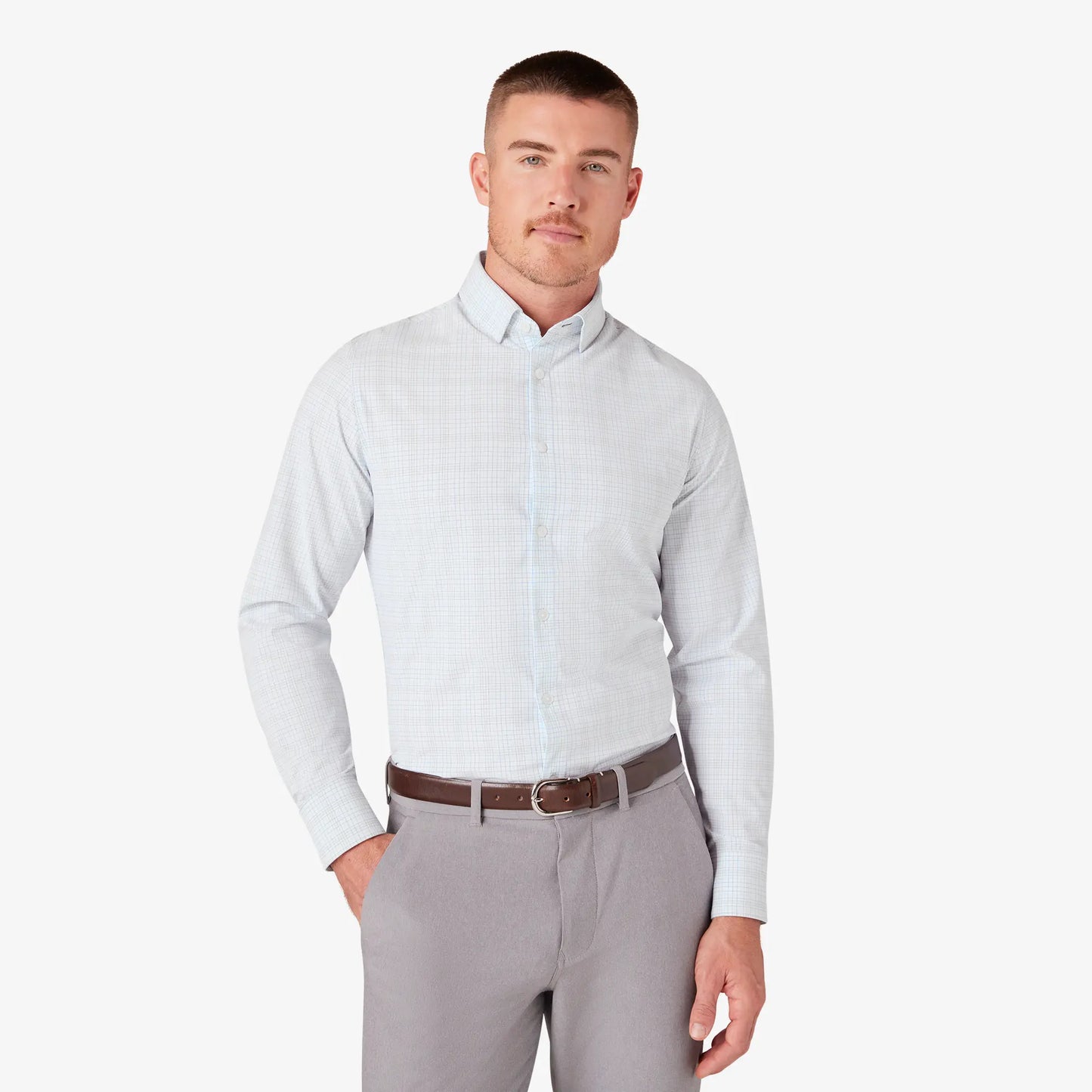 Mizzen + Main Leeward LS Dress Shirt-White Baja Plaid classic - BHI