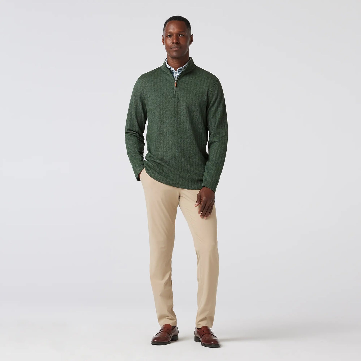 Mizzen + Main - KPI Quarter Zip - Spruce Herringbone - BHI