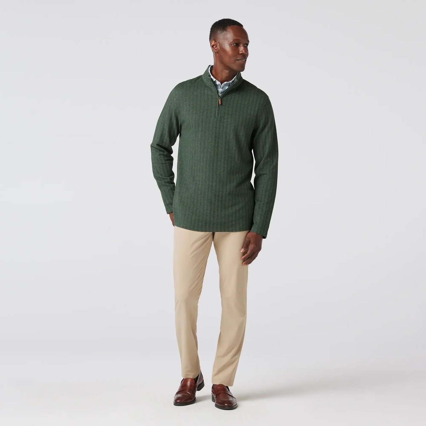 Mizzen + Main - KPI Quarter Zip - Spruce Herringbone - BHI
