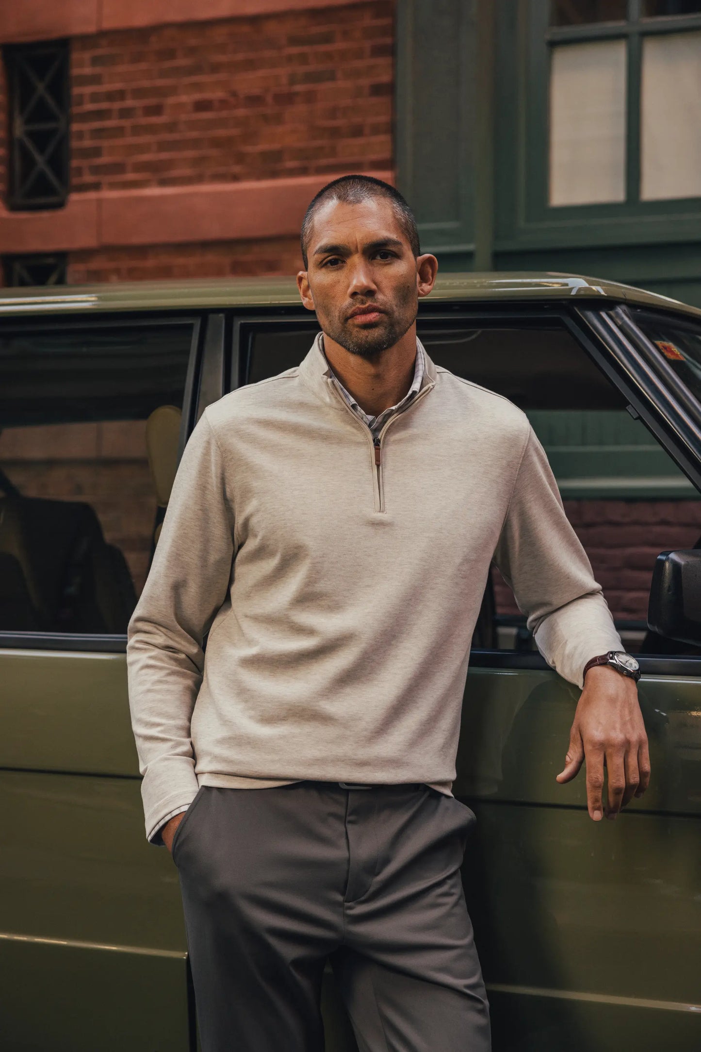 Mizzen + Main Men’s KPI Quarter Zip - Oyster Heather - BHI