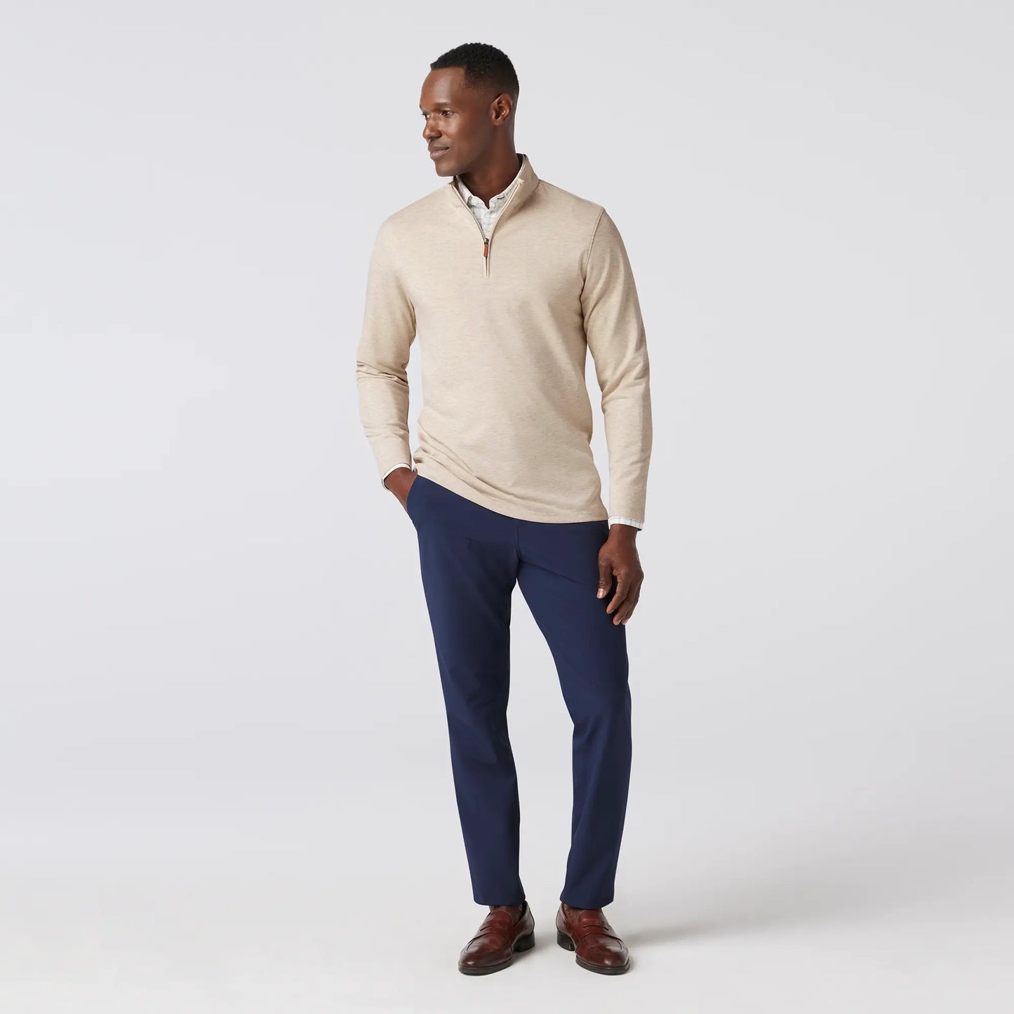 Mizzen + Main Men’s KPI Quarter Zip - Oyster Heather - BHI