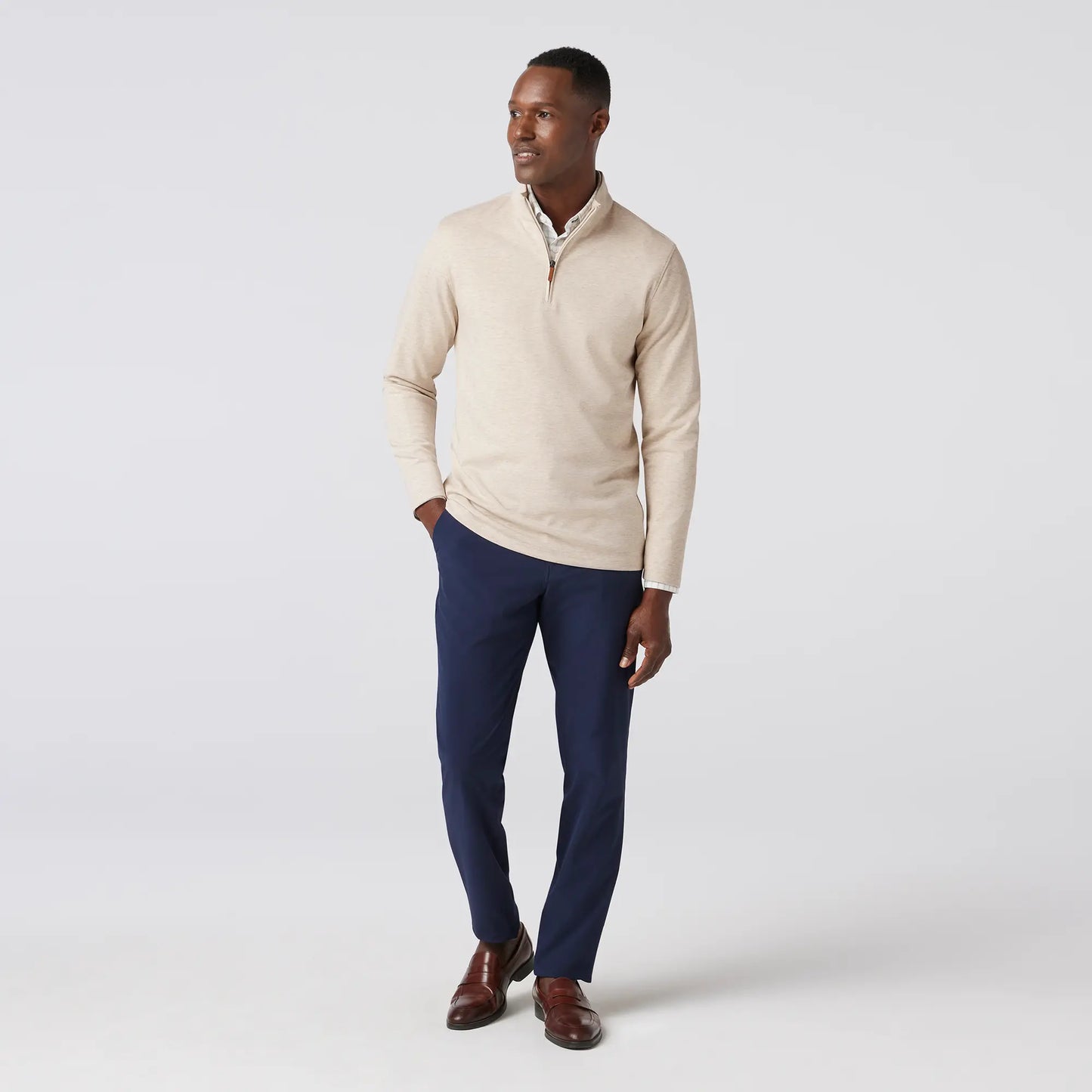 Mizzen + Main Men’s KPI Quarter Zip - Oyster Heather - BHI