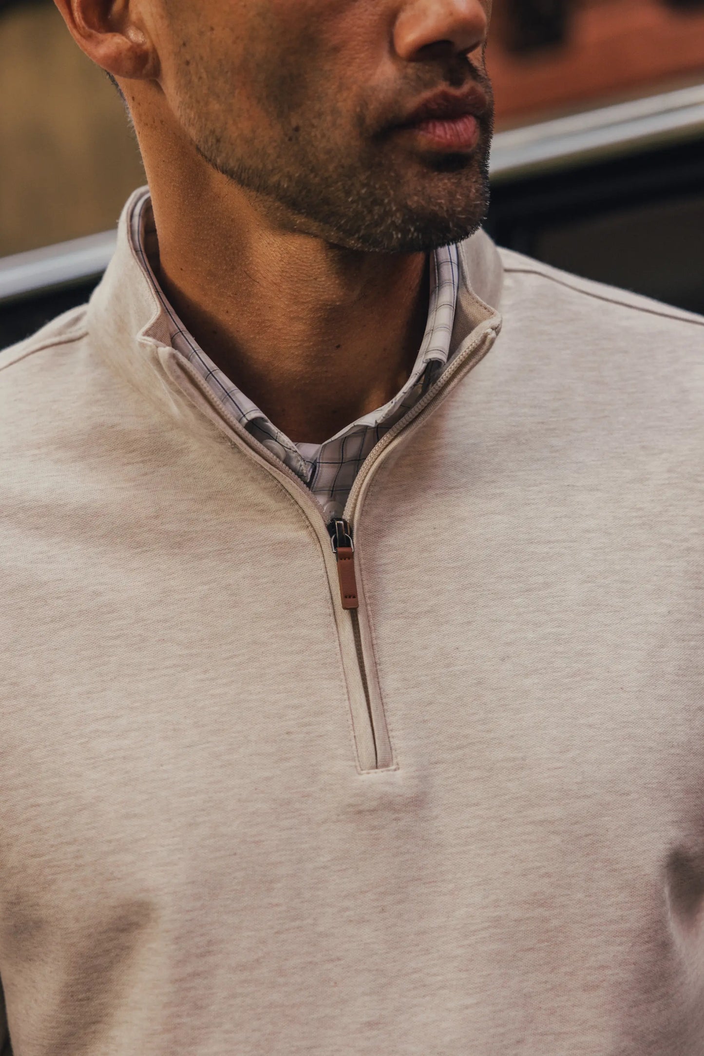 Mizzen + Main Men’s KPI Quarter Zip - Oyster Heather - BHI
