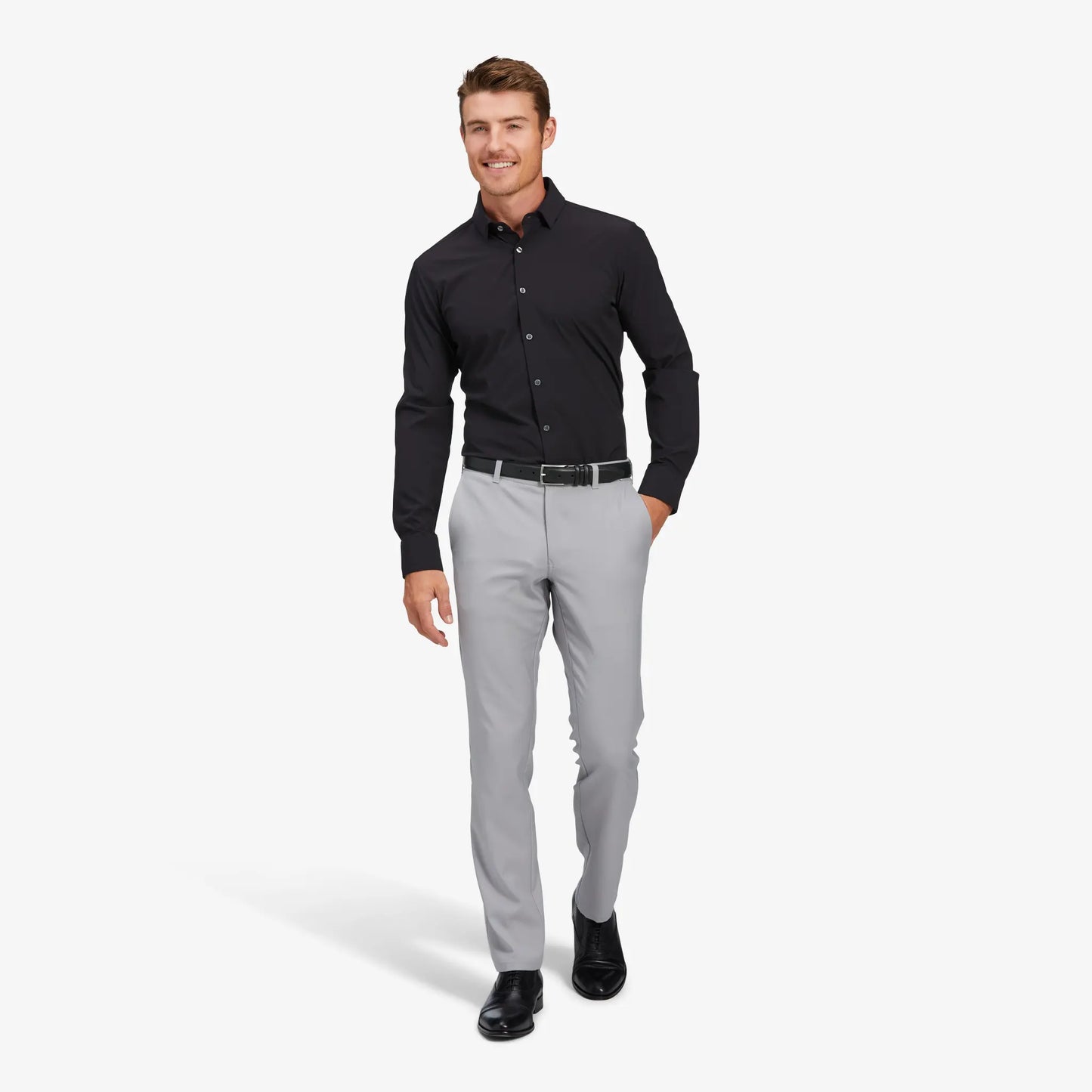 Mizzen + Main Leeward LS Dress Shirt - Black Solid - BHI