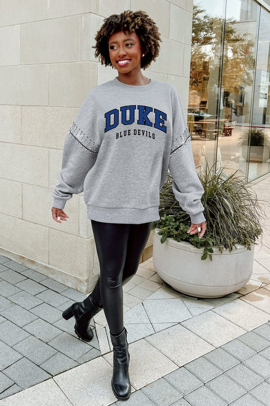 Gameday Couture Duke Blue Devils-Jewel Trim Sleeve-Fleece Crewneck Pullover - BHI