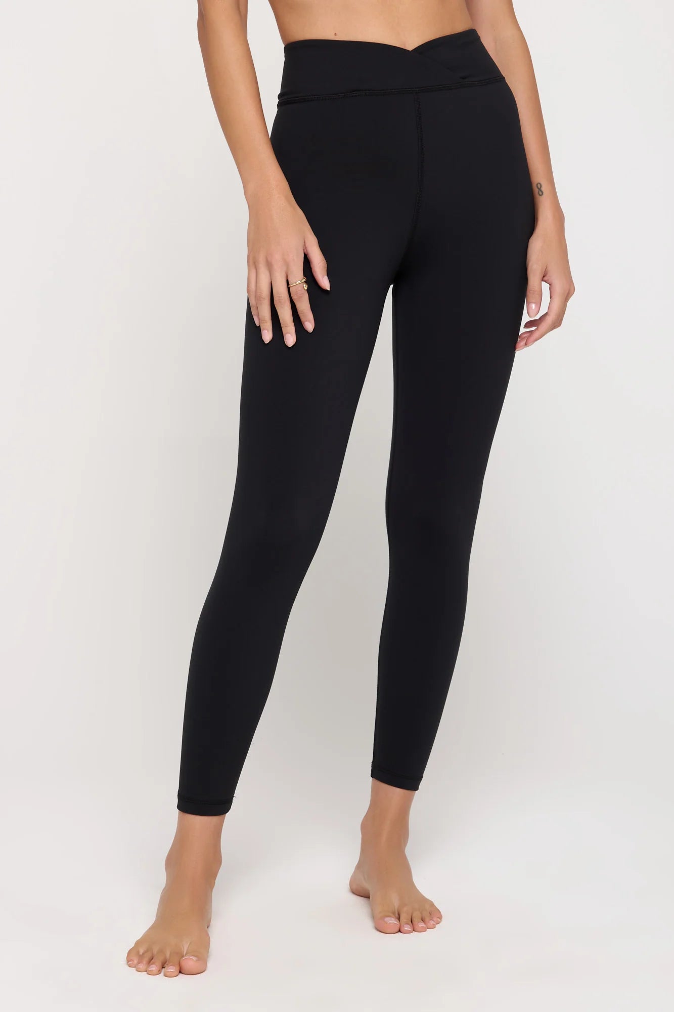 Spiritual Gangster Evie Wrap Front 7/8 Leggings- Black - BHI
