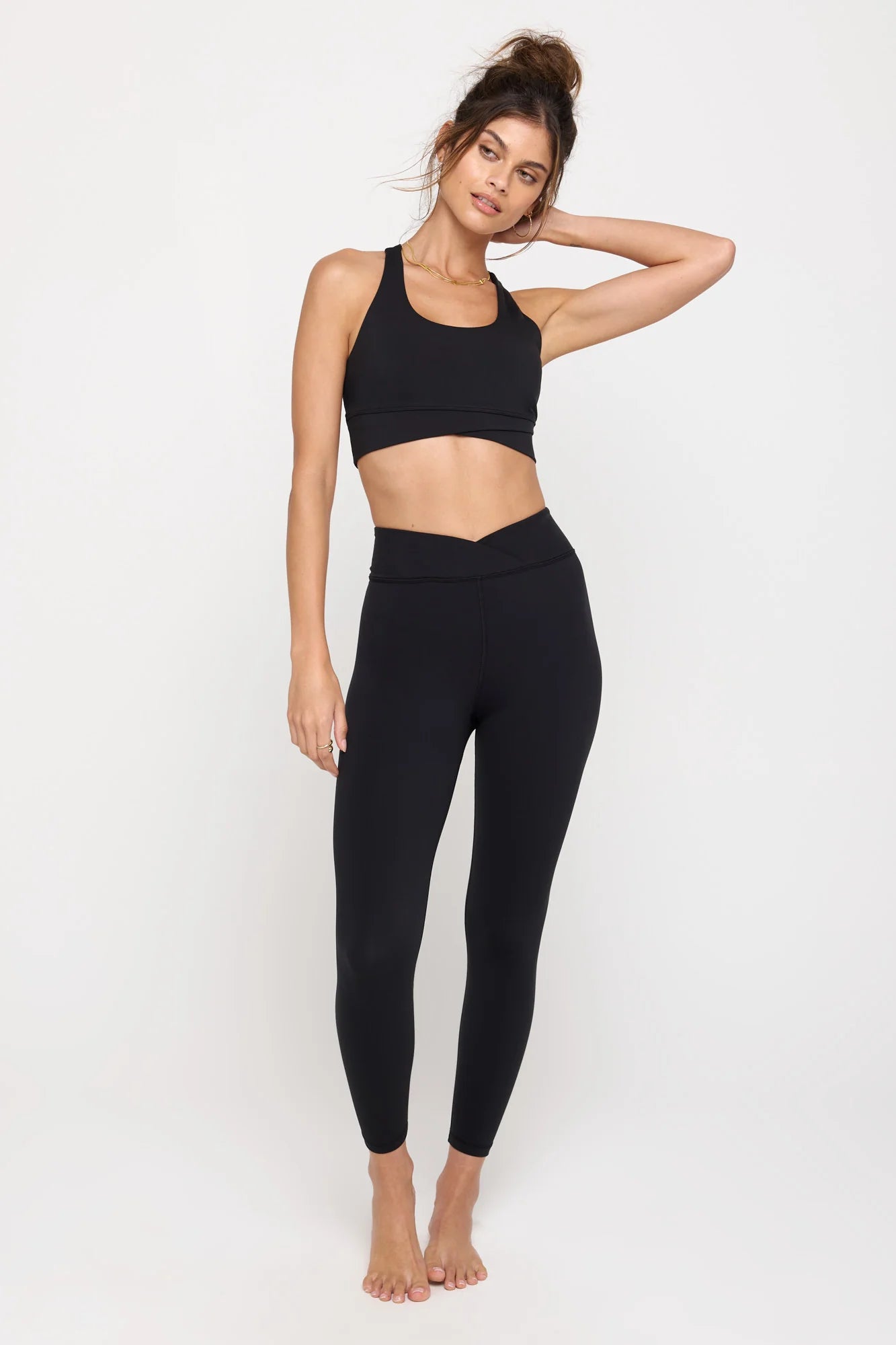 Spiritual Gangster Evie Wrap Front 7/8 Leggings- Black - BHI
